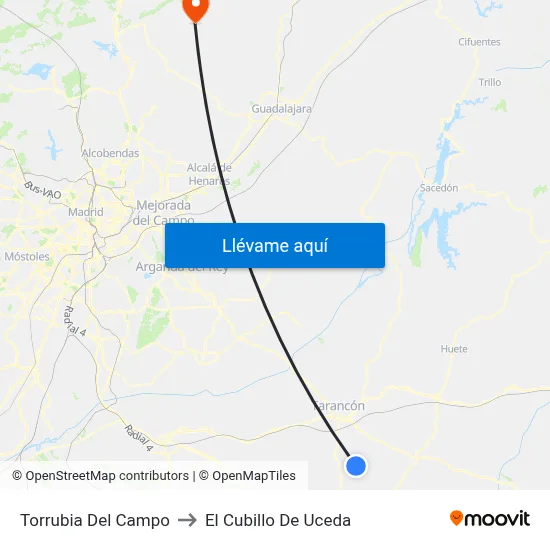 Torrubia Del Campo to El Cubillo De Uceda map