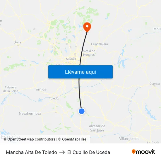 Mancha Alta De Toledo to El Cubillo De Uceda map