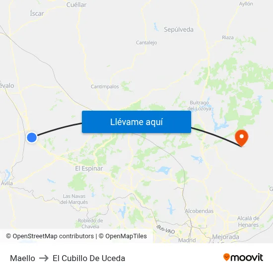 Maello to El Cubillo De Uceda map