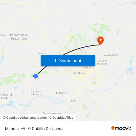 Mijares to El Cubillo De Uceda map