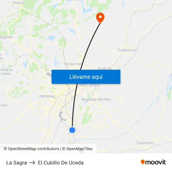La Sagra to El Cubillo De Uceda map