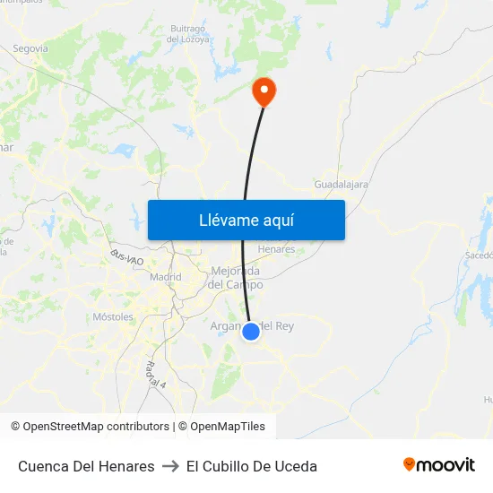 Cuenca Del Henares to El Cubillo De Uceda map
