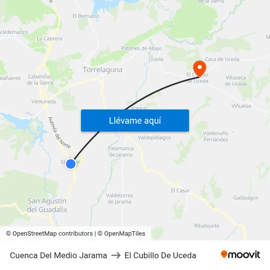 Cuenca Del Medio Jarama to El Cubillo De Uceda map