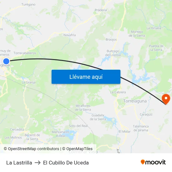 La Lastrilla to El Cubillo De Uceda map