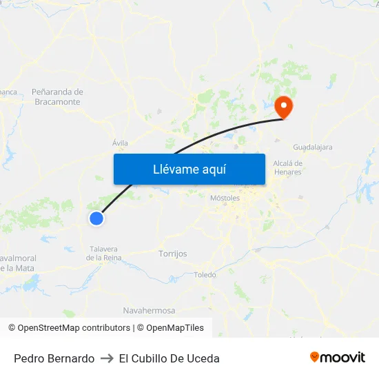 Pedro Bernardo to El Cubillo De Uceda map