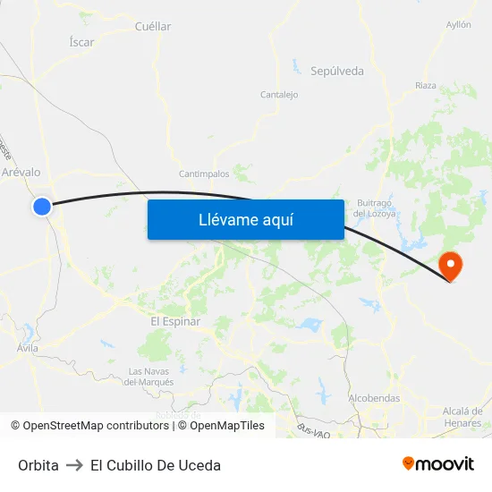 Orbita to El Cubillo De Uceda map
