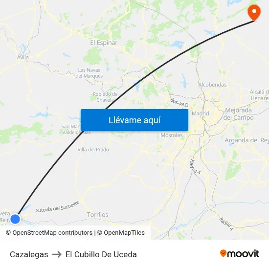 Cazalegas to El Cubillo De Uceda map