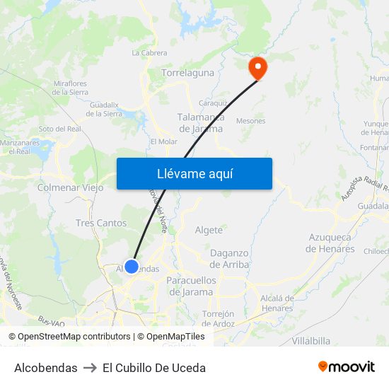 Alcobendas to El Cubillo De Uceda map