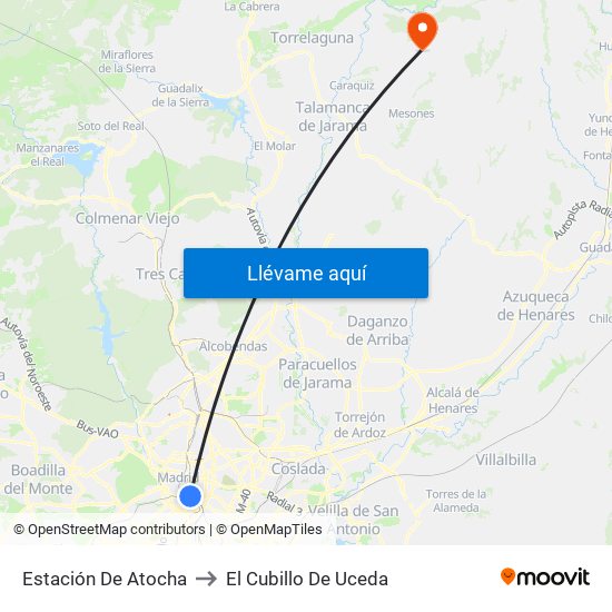 Estación De Atocha to El Cubillo De Uceda map