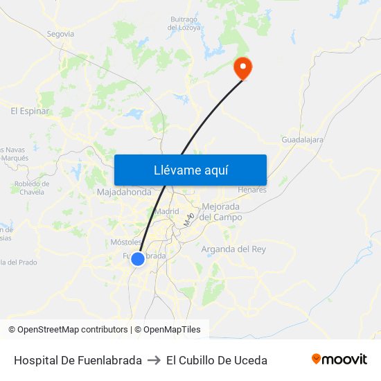 Hospital De Fuenlabrada to El Cubillo De Uceda map