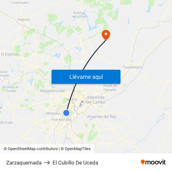 Zarzaquemada to El Cubillo De Uceda map