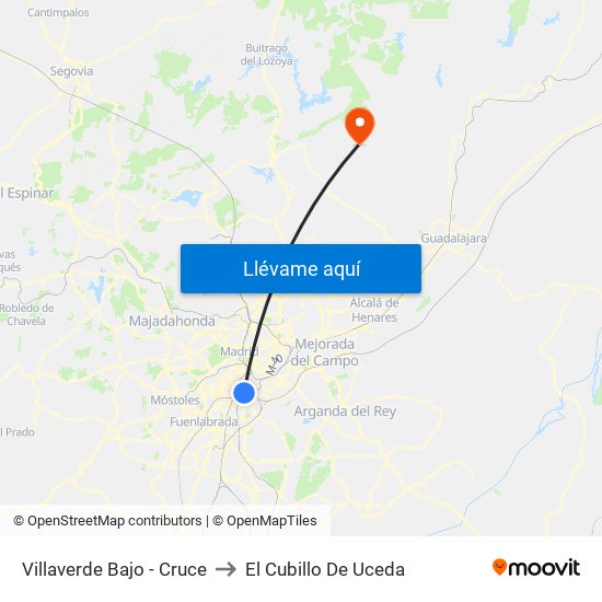 Villaverde Bajo - Cruce to El Cubillo De Uceda map