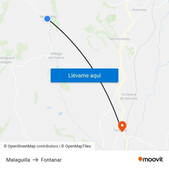 Malaguilla to Fontanar map