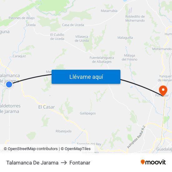 Talamanca De Jarama to Fontanar map