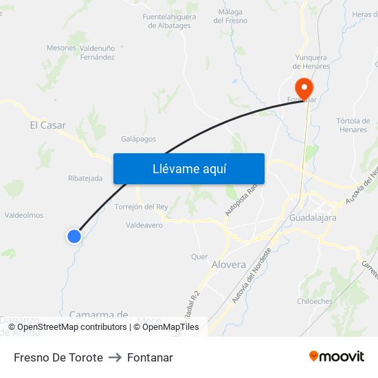 Fresno De Torote to Fontanar map