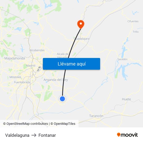 Valdelaguna to Fontanar map