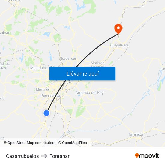 Casarrubuelos to Fontanar map