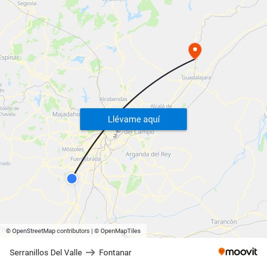 Serranillos Del Valle to Fontanar map
