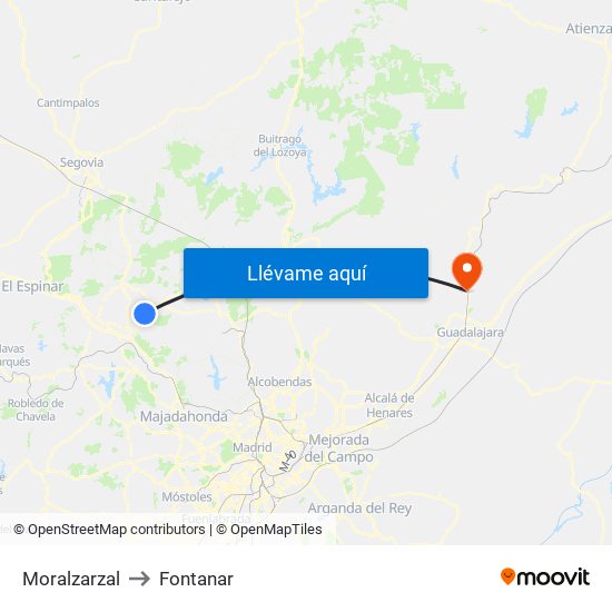 Moralzarzal to Fontanar map