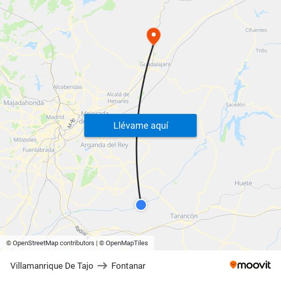 Villamanrique De Tajo to Fontanar map