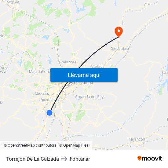 Torrejón De La Calzada to Fontanar map