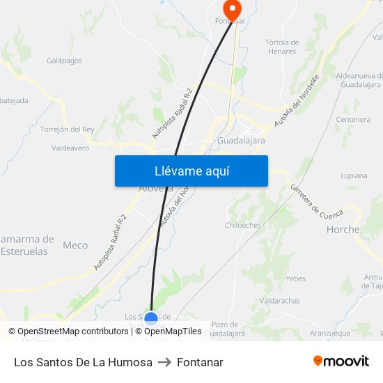 Los Santos De La Humosa to Fontanar map
