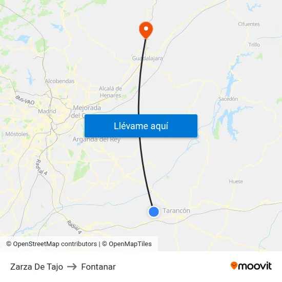 Zarza De Tajo to Fontanar map