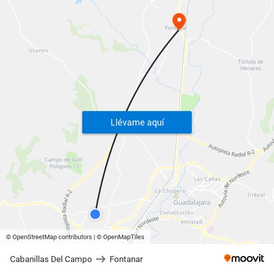 Cabanillas Del Campo to Fontanar map