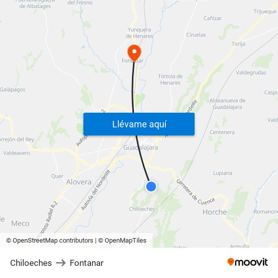 Chiloeches to Fontanar map