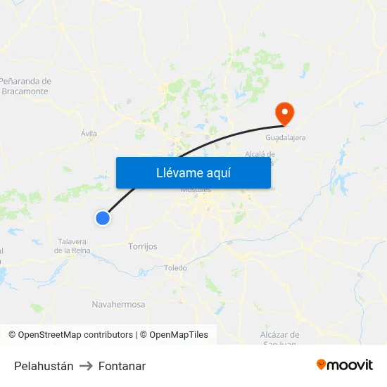 Pelahustán to Fontanar map