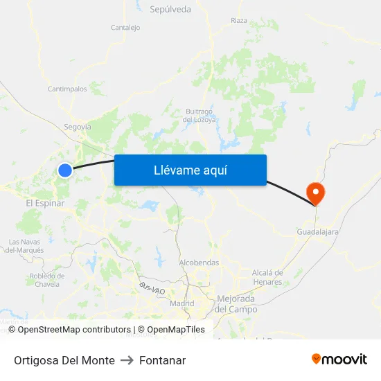 Ortigosa Del Monte to Fontanar map