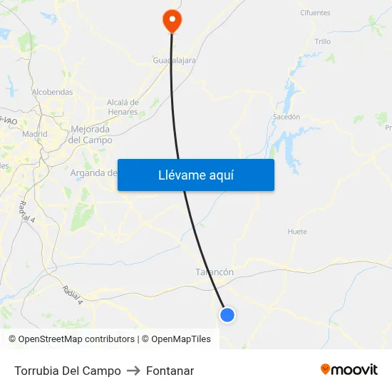 Torrubia Del Campo to Fontanar map
