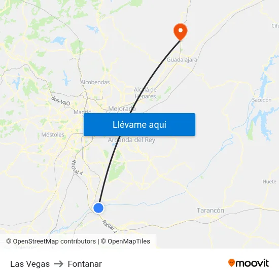 Las Vegas to Fontanar map