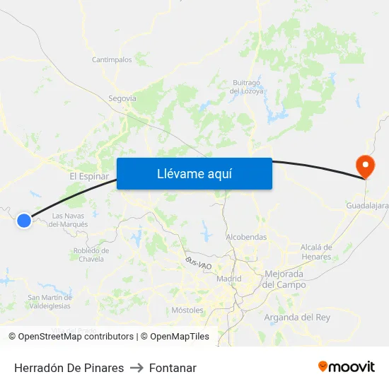 Herradón De Pinares to Fontanar map