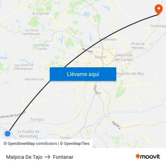 Malpica De Tajo to Fontanar map