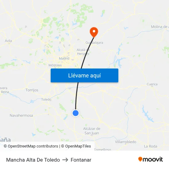 Mancha Alta De Toledo to Fontanar map