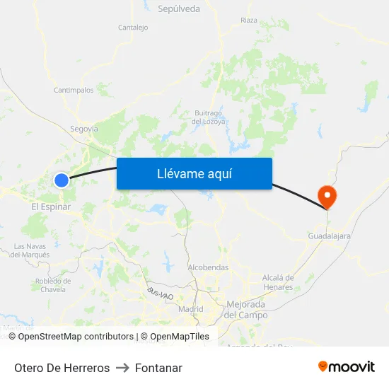 Otero De Herreros to Fontanar map