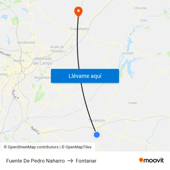Fuente De Pedro Naharro to Fontanar map
