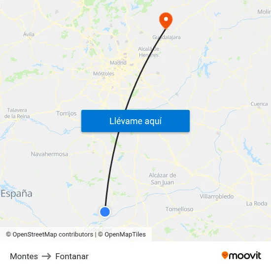 Montes to Fontanar map
