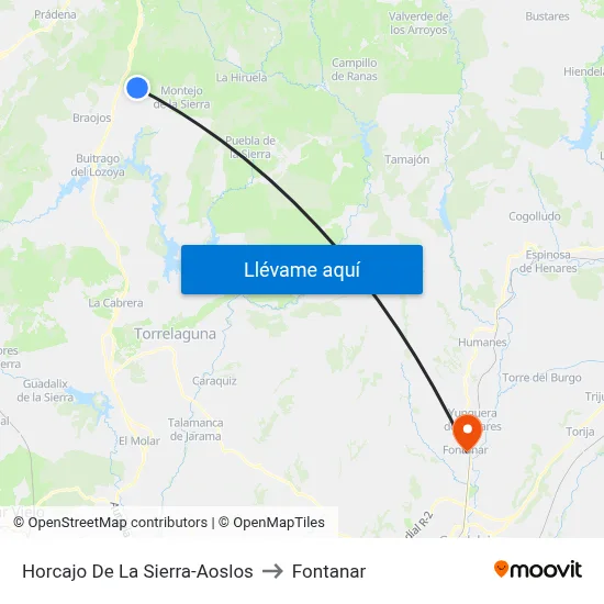 Horcajo De La Sierra-Aoslos to Fontanar map