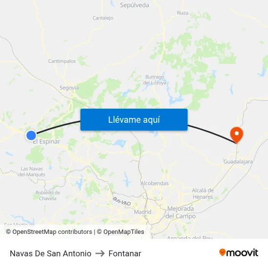 Navas De San Antonio to Fontanar map
