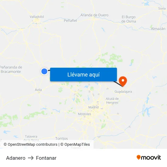 Adanero to Fontanar map