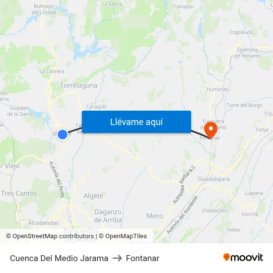 Cuenca Del Medio Jarama to Fontanar map