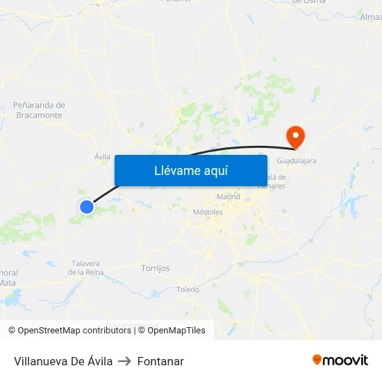 Villanueva De Ávila to Fontanar map