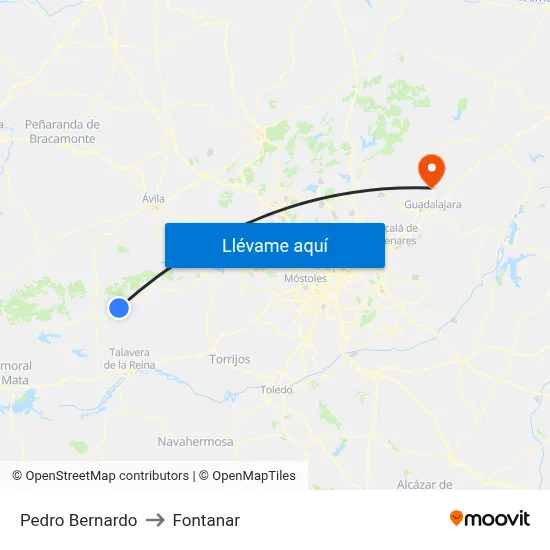 Pedro Bernardo to Fontanar map