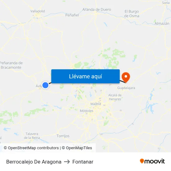 Berrocalejo De Aragona to Fontanar map