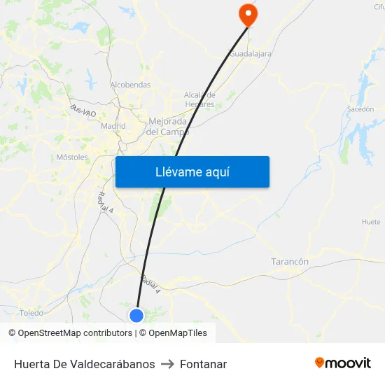 Huerta De Valdecarábanos to Fontanar map