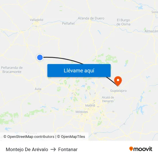 Montejo De Arévalo to Fontanar map