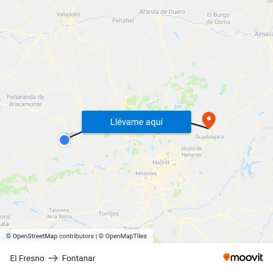 El Fresno to Fontanar map