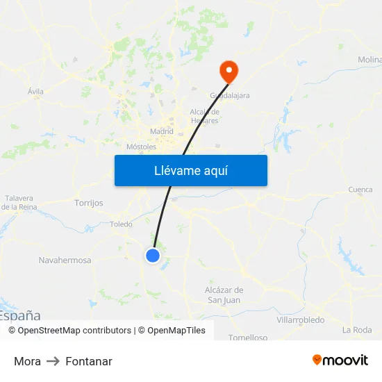 Mora to Fontanar map
